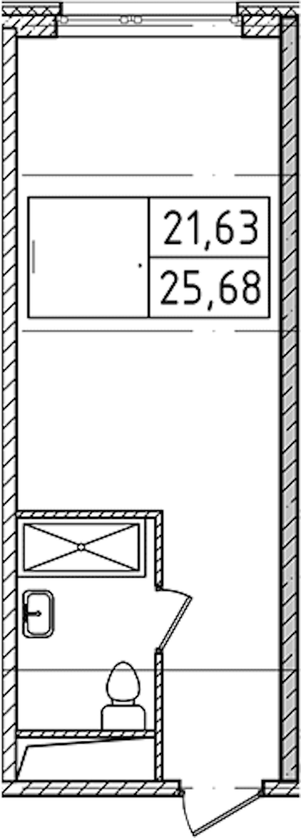Квартира студия 25.68 м², 6/14 эт., Комплекс апартаментов «Ladozhsky Avenir»